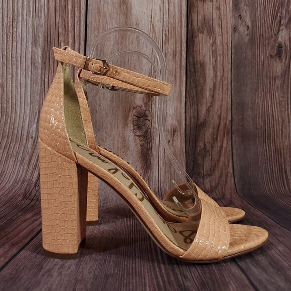 Sam Edelman Yaro 10m Peach Open Toe Adjustable Ankle Strap Leather Heeled Sandal - Picture 3 of 13